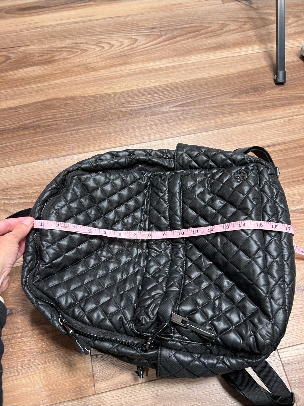 Oliver Thomas Large Wingwoman Laptop Backpack black quilted travel work - Picture 8 of 9